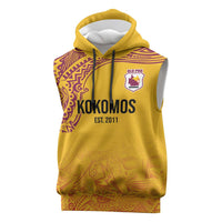 Queensland Papua New Guinea Custom Sleeveless Hoodie All Gold Pacific PNG Tribal Style LT9 Gold - Polynesian Pride
