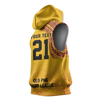 Queensland Papua New Guinea Custom Sleeveless Hoodie All Gold Pacific PNG Tribal Style LT9 - Polynesian Pride