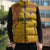 Queensland Papua New Guinea Custom Sleeveless Puffer Jacket All Gold Pacific PNG Tribal Style - Polynesian Pride