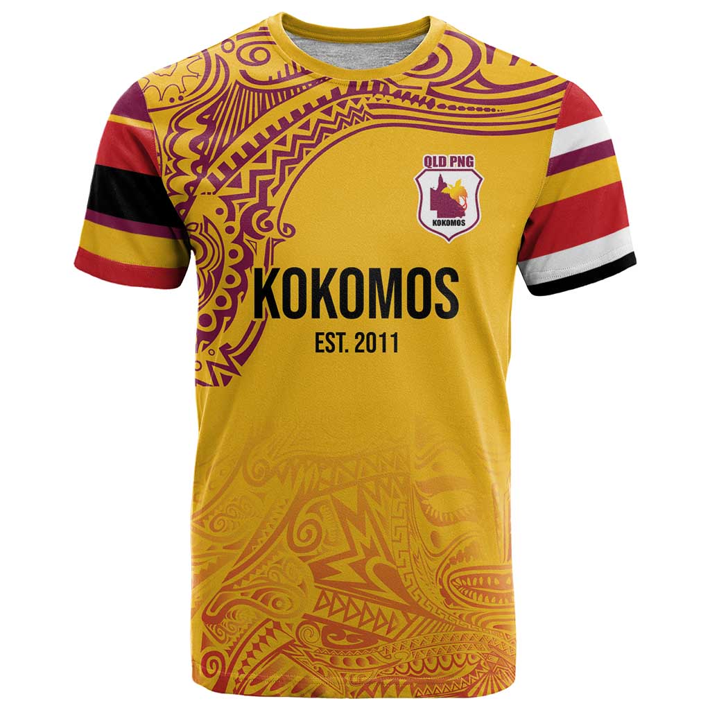 Queensland Papua New Guinea Custom T Shirt All Gold Pacific PNG Tribal Style