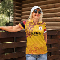 Queensland Papua New Guinea Custom Women Polo Shirt All Gold Pacific PNG Tribal Style LT9 - Polynesian Pride