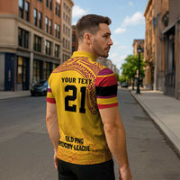 Queensland Papua New Guinea Custom Zipper Polo Shirt All Gold Pacific PNG Tribal Style LT9 - Polynesian Pride