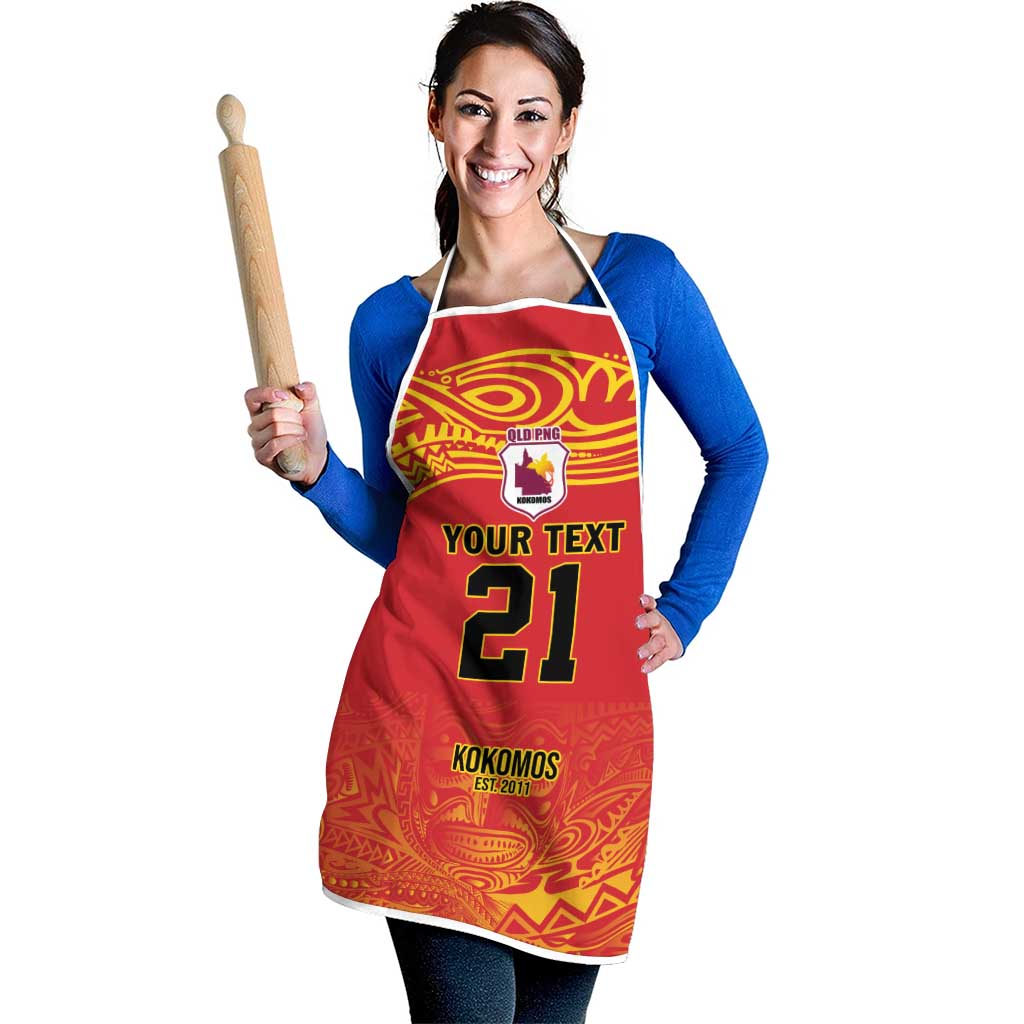 Queensland Papua New Guinea Custom Apron All Red Pacific PNG Tribal Style - Polynesian Pride
