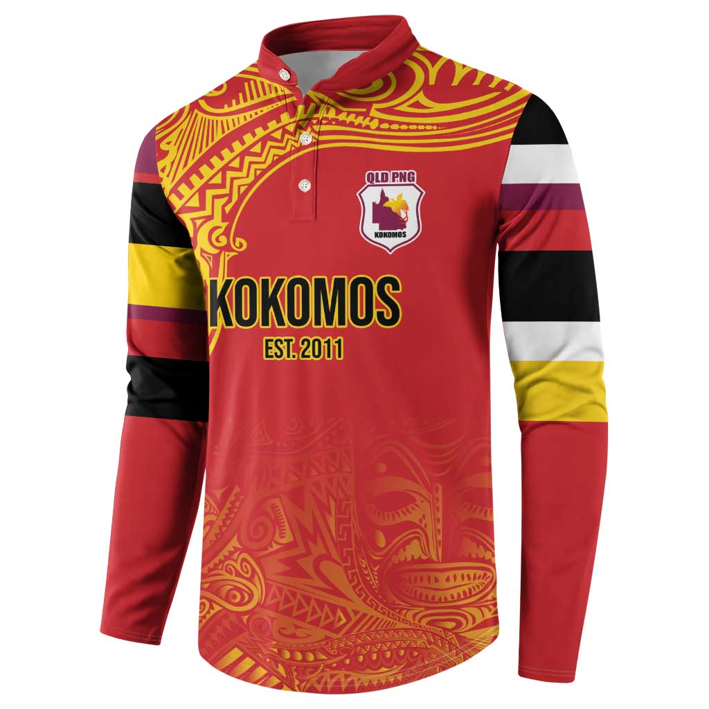 Queensland Papua New Guinea Custom Button Sweatshirt All Red Pacific PNG Tribal Style