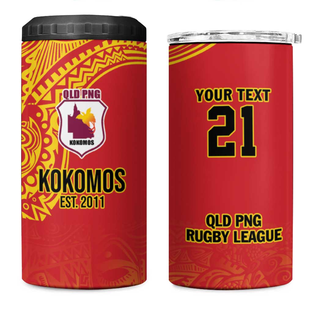 Queensland Papua New Guinea Custom 4 in 1 Can Cooler Tumbler All Red Pacific PNG Tribal Style LT9 One Size: 16 oz Red - Polynesian Pride