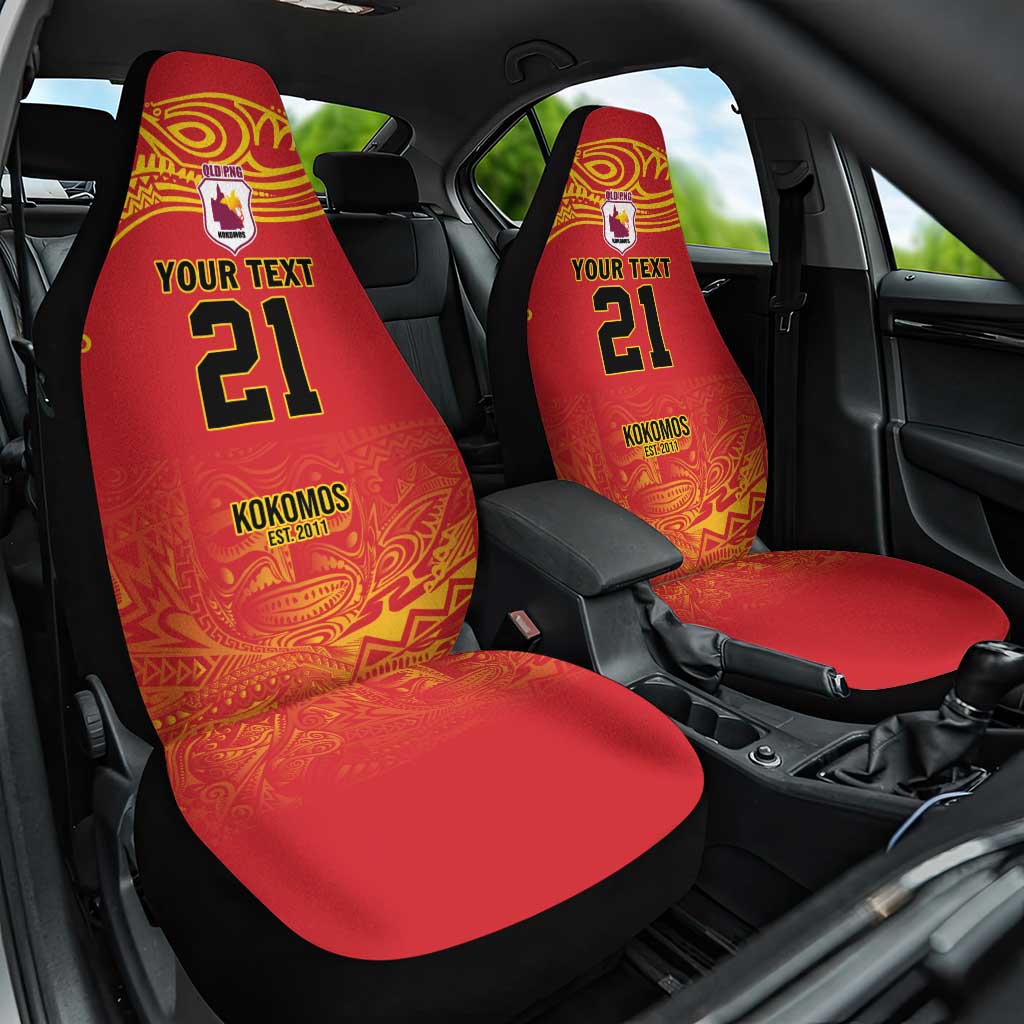 Queensland Papua New Guinea Custom Car Seat Cover All Red Pacific PNG Tribal Style