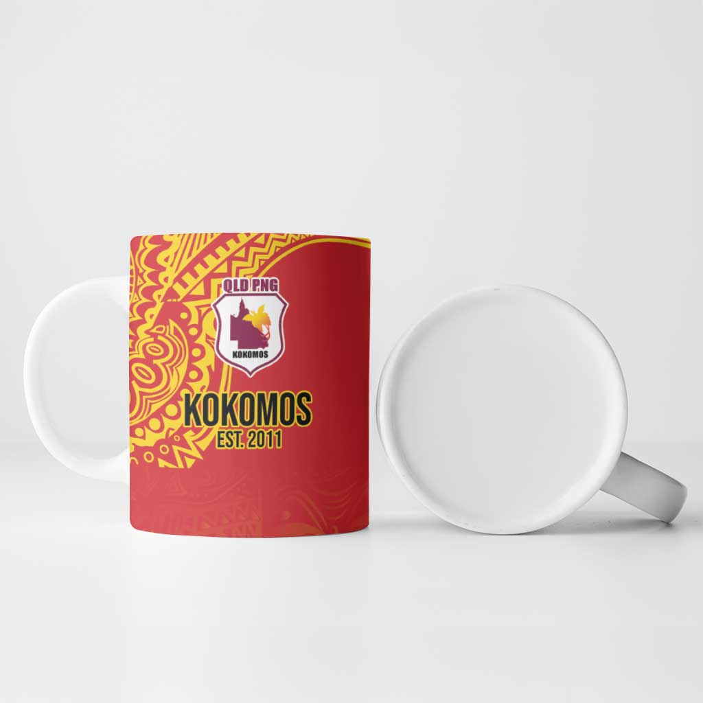 Queensland Papua New Guinea Custom Ceramic Mug All Red Pacific PNG Tribal Style - Polynesian Pride