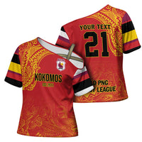 Queensland Papua New Guinea Custom Cross Shoulder Shirt All Red Pacific PNG Tribal Style - Polynesian Pride