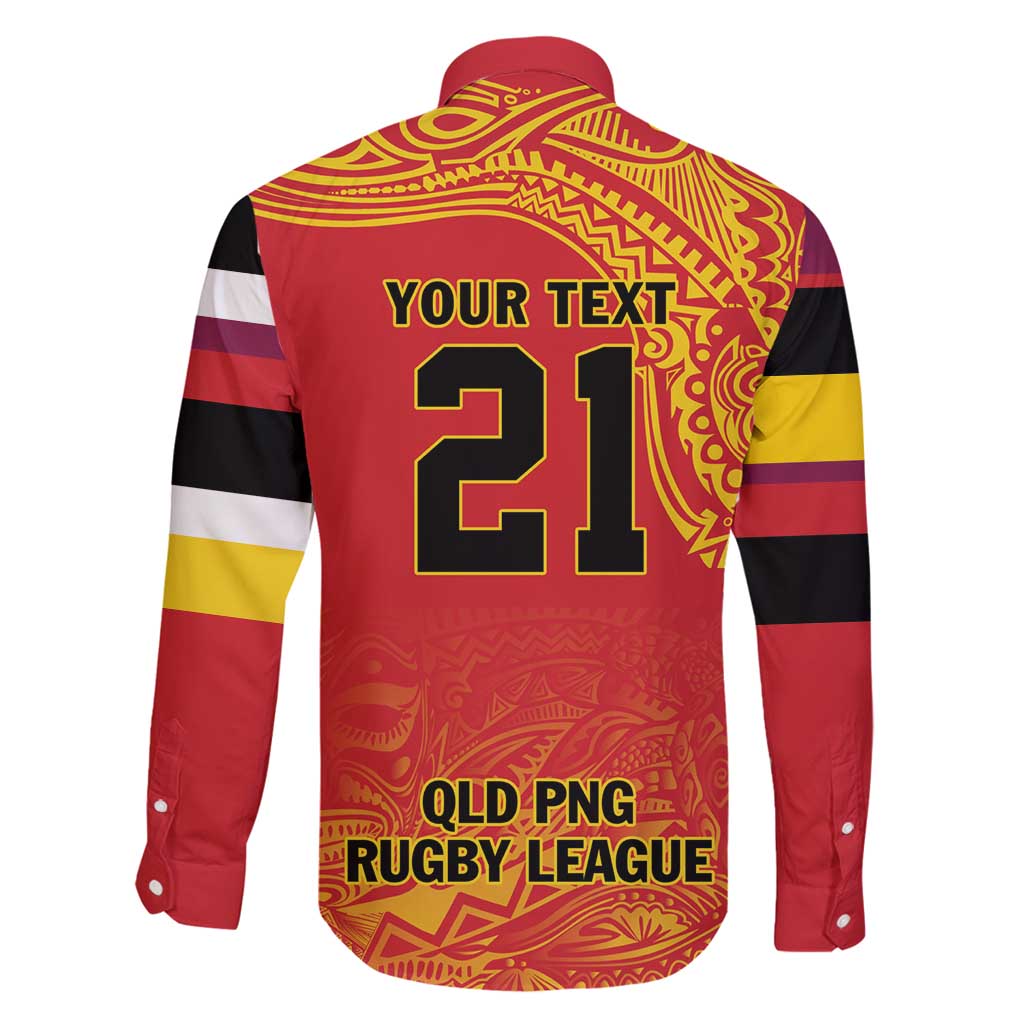Queensland Papua New Guinea Custom Family Matching Long Sleeve Bodycon Dress and Hawaiian Shirt All Red Pacific PNG Tribal Style LT9 - Polynesian Pride