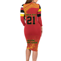 Queensland Papua New Guinea Custom Family Matching Long Sleeve Bodycon Dress and Hawaiian Shirt All Red Pacific PNG Tribal Style LT9 - Polynesian Pride