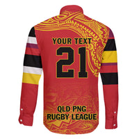 Queensland Papua New Guinea Custom Family Matching Off The Shoulder Long Sleeve Dress and Hawaiian Shirt All Red Pacific PNG Tribal Style