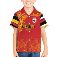 Queensland Papua New Guinea Custom Family Matching Off Shoulder Short Dress and Hawaiian Shirt All Red Pacific PNG Tribal Style LT9 Son's Shirt Red - Polynesian Pride