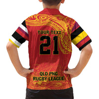 Queensland Papua New Guinea Custom Family Matching Short Sleeve Bodycon Dress and Hawaiian Shirt All Red Pacific PNG Tribal Style LT9 - Polynesian Pride