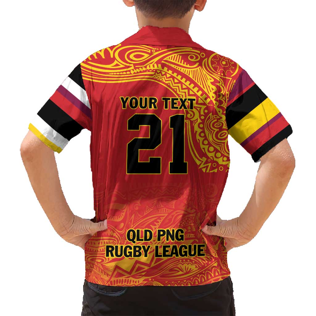 Queensland Papua New Guinea Custom Family Matching Summer Maxi Dress and Hawaiian Shirt All Red Pacific PNG Tribal Style