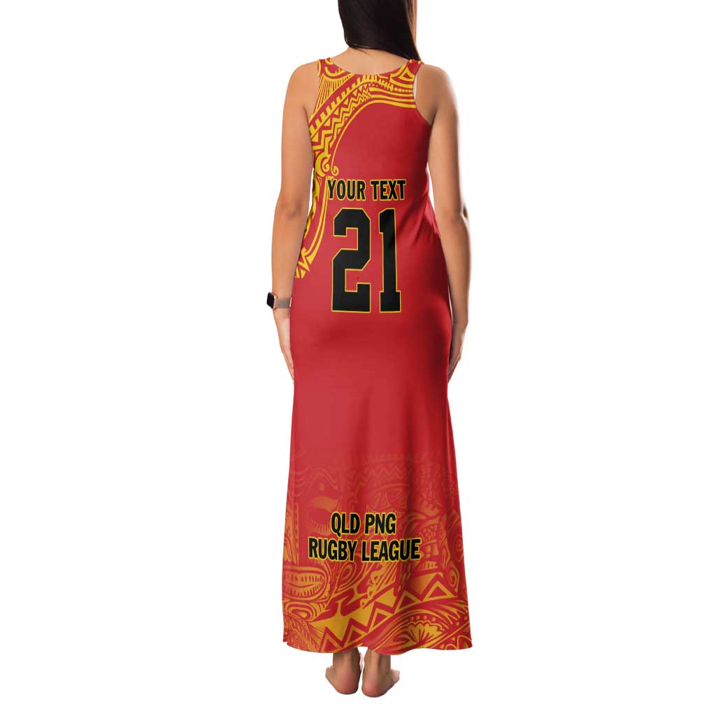 Queensland Papua New Guinea Custom Family Matching Tank Maxi Dress and Hawaiian Shirt All Red Pacific PNG Tribal Style LT9 - Polynesian Pride