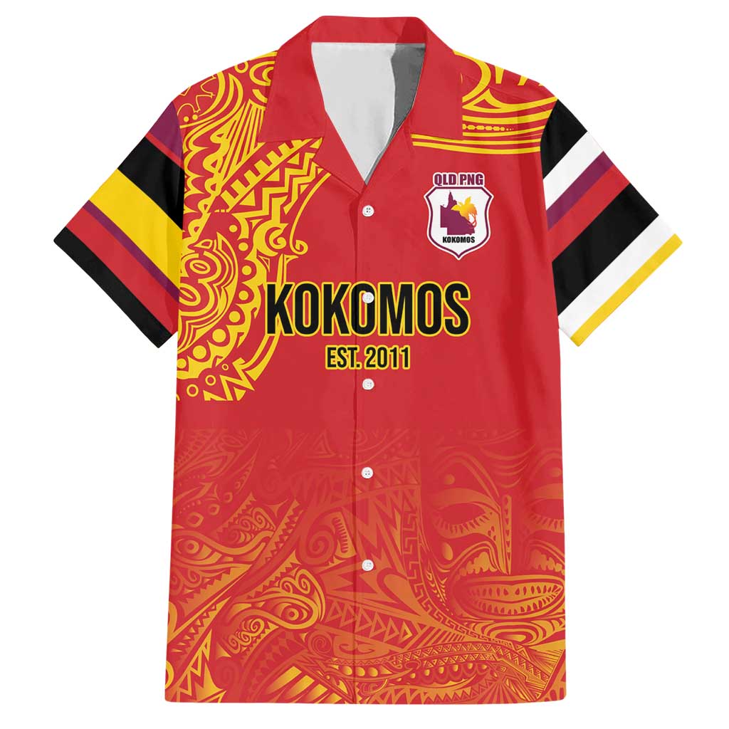 Queensland Papua New Guinea Custom Hawaiian Shirt All Red Pacific PNG Tribal Style