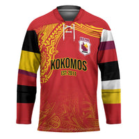 Queensland Papua New Guinea Custom Hockey Jersey All Red Pacific PNG Tribal Style - Polynesian Pride