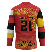 Queensland Papua New Guinea Custom Hockey Jersey All Red Pacific PNG Tribal Style - Polynesian Pride