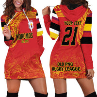 Queensland Papua New Guinea Custom Hoodie Dress All Red Pacific PNG Tribal Style LT9 - Polynesian Pride