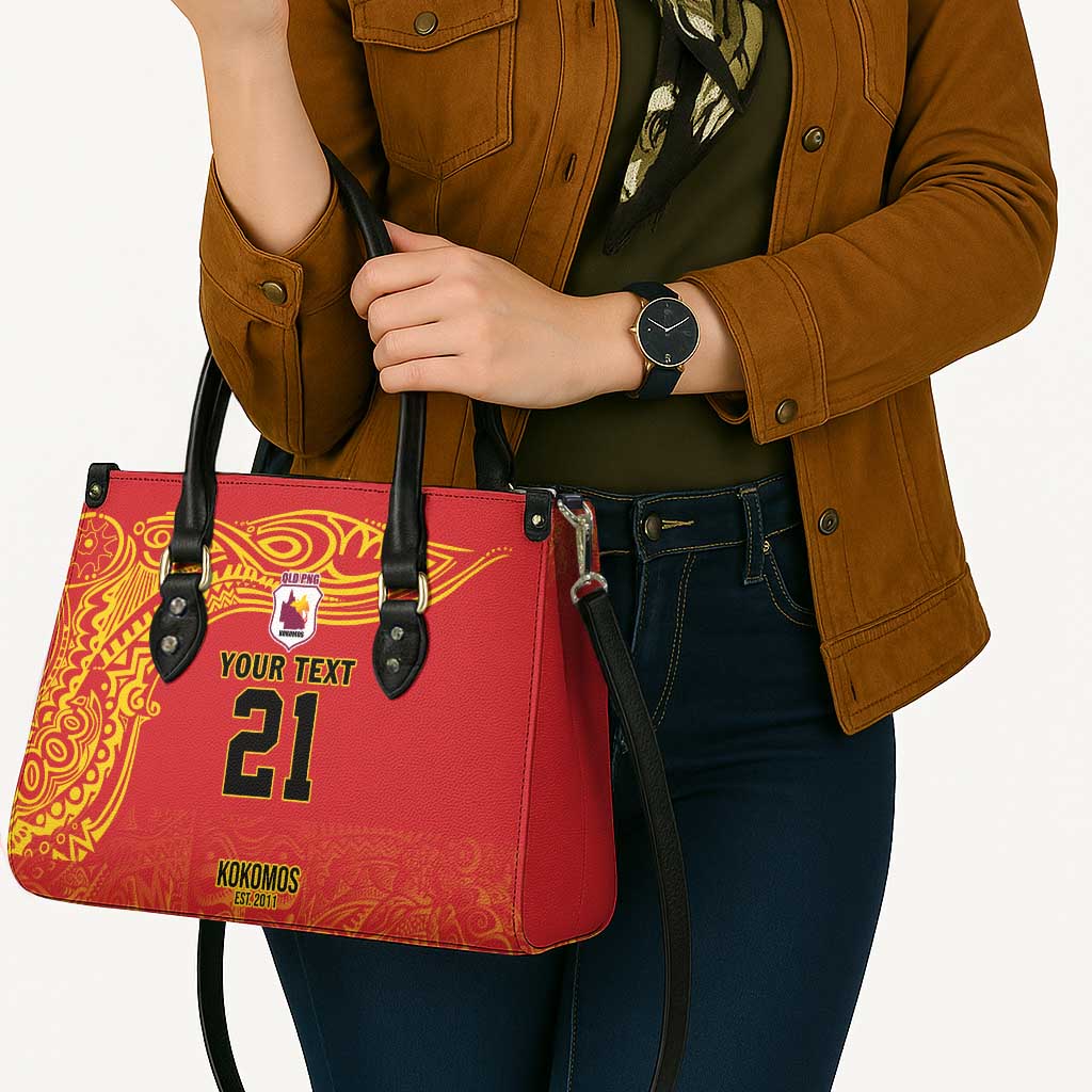 Queensland Papua New Guinea Custom Leather Bag All Red Pacific PNG Tribal Style - Polynesian Pride