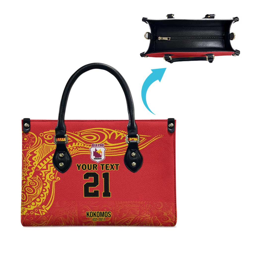 Queensland Papua New Guinea Custom Leather Bag All Red Pacific PNG Tribal Style - Polynesian Pride