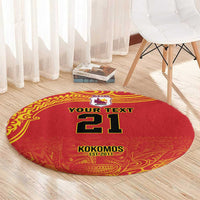 Queensland Papua New Guinea Custom Round Carpet All Red Pacific PNG Tribal Style