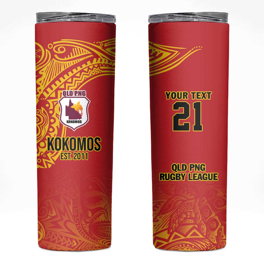 Queensland Papua New Guinea Custom Skinny Tumbler All Red Pacific PNG Tribal Style LT9 Red - Polynesian Pride