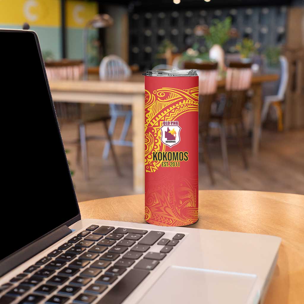 Queensland Papua New Guinea Custom Skinny Tumbler All Red Pacific PNG Tribal Style LT9 - Polynesian Pride