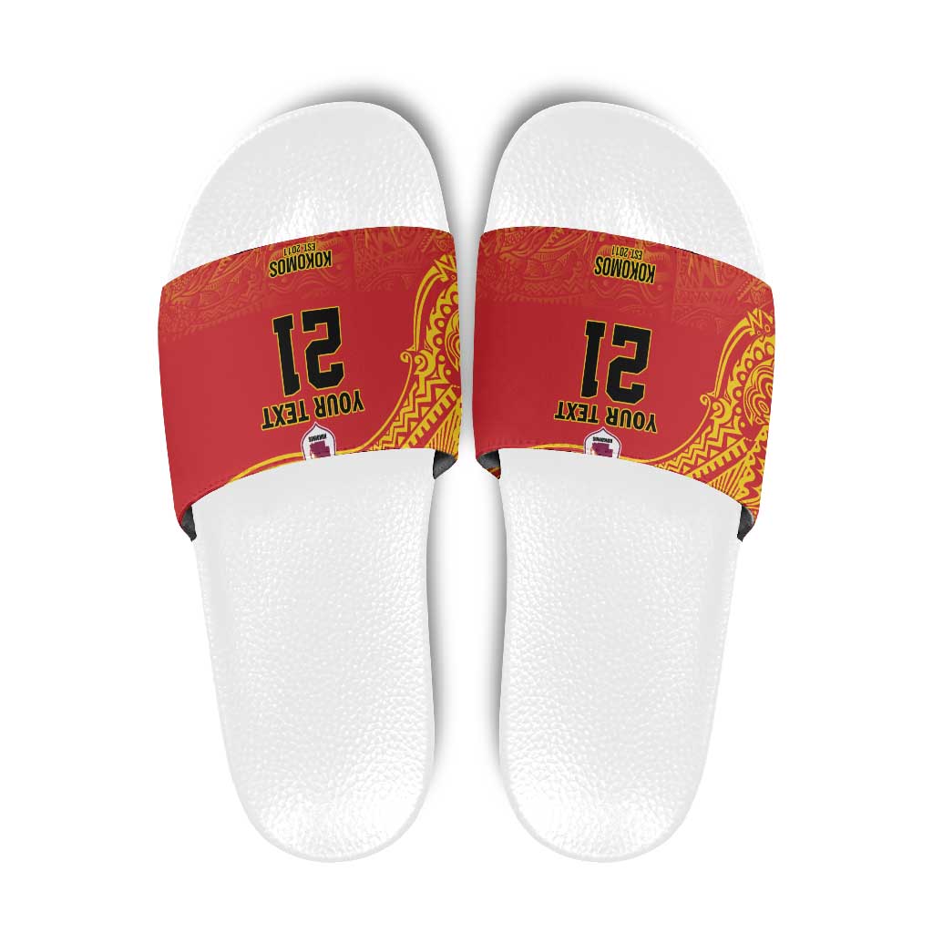 Queensland Papua New Guinea Custom Slide Sandals All Red Pacific PNG Tribal Style - Polynesian Pride
