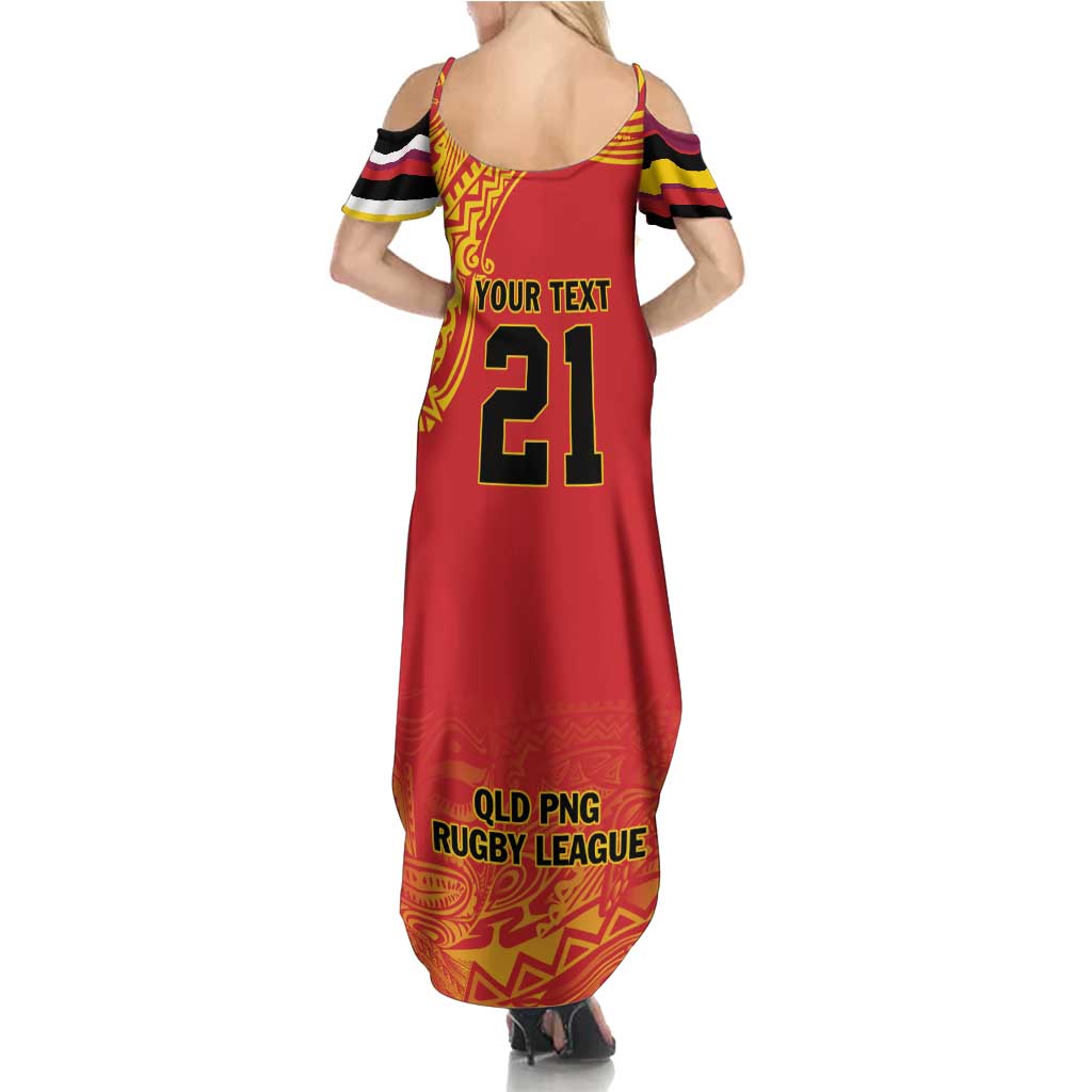 Queensland Papua New Guinea Custom Summer Maxi Dress All Red Pacific PNG Tribal Style