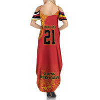 Queensland Papua New Guinea Custom Summer Maxi Dress All Red Pacific PNG Tribal Style