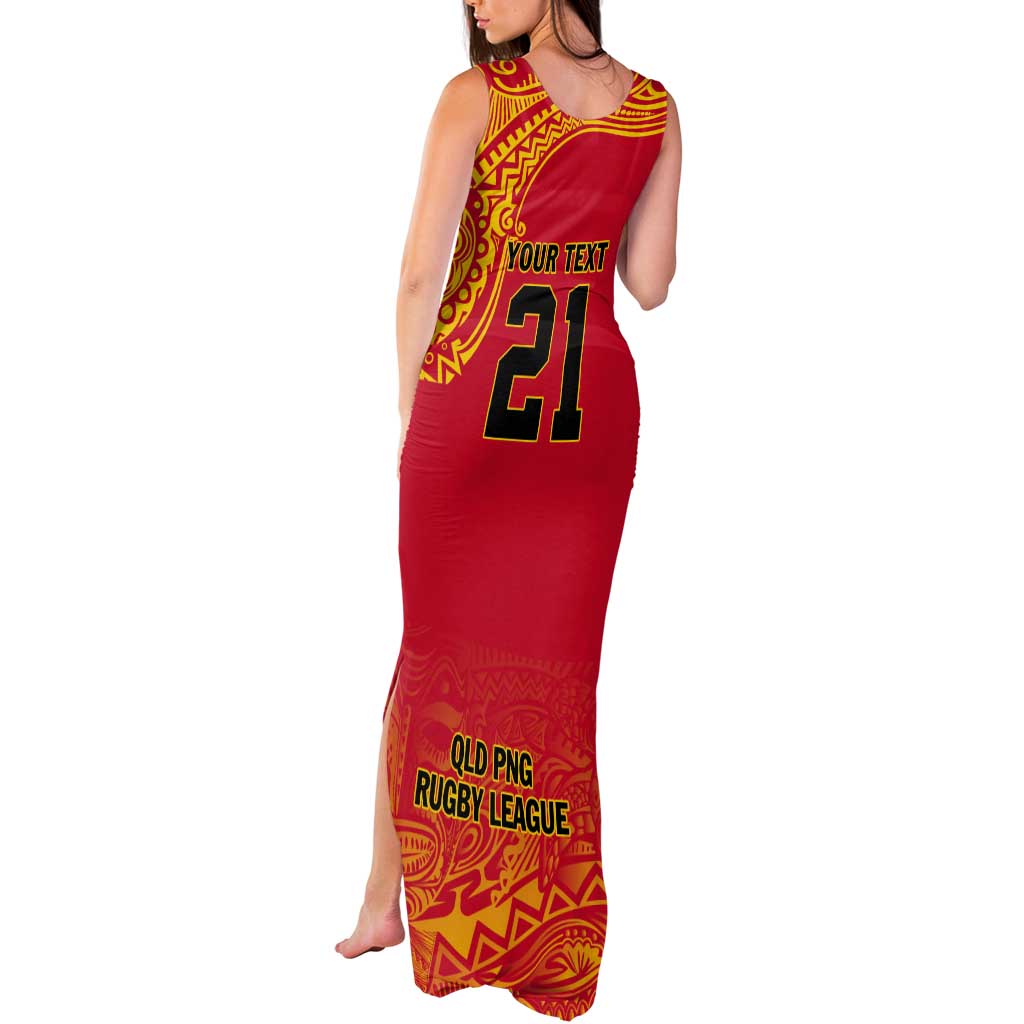 Queensland Papua New Guinea Custom Tank Maxi Dress All Red Pacific PNG Tribal Style