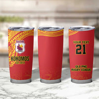 Queensland Papua New Guinea Custom Tumbler Cup All Red Pacific PNG Tribal Style