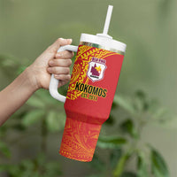 Queensland Papua New Guinea Custom Tumbler With Handle All Red Pacific PNG Tribal Style