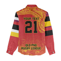 Queensland Papua New Guinea Custom Women Casual Shirt All Red Pacific PNG Tribal Style