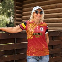 Queensland Papua New Guinea Custom Women Polo Shirt All Red Pacific PNG Tribal Style LT9 - Polynesian Pride