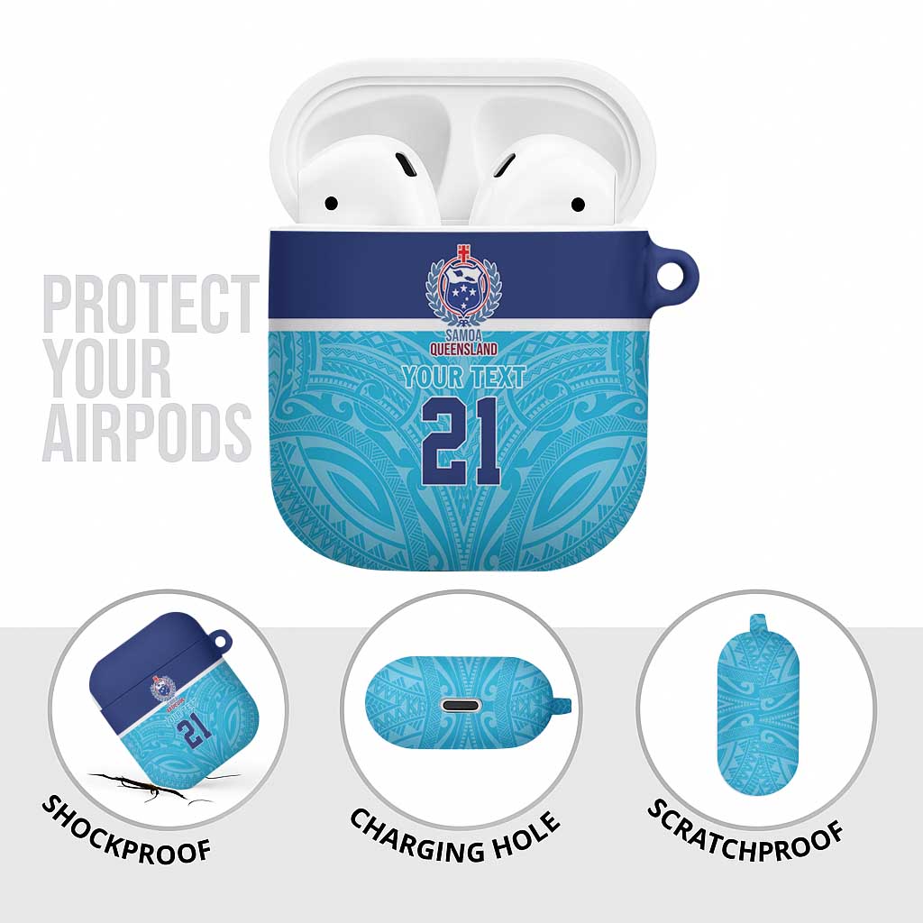 Queensland Samoa Custom AirPods Case Blue Pacific Polynesian Tribal Pattern - Polynesian Pride