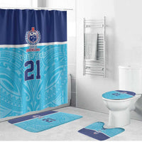 Queensland Samoa Custom Bathroom Set Blue Pacific Polynesian Tribal Pattern LT9 Bathroom Set (4 pcs) Blue - Polynesian Pride