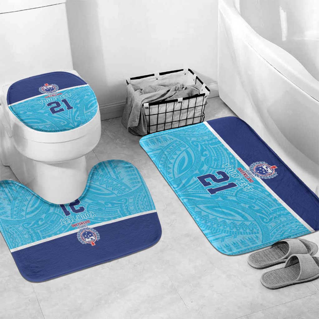 Queensland Samoa Custom Bathroom Set Blue Pacific Polynesian Tribal Pattern LT9 Mat Set Only (3 pcs) One Size Blue - Polynesian Pride