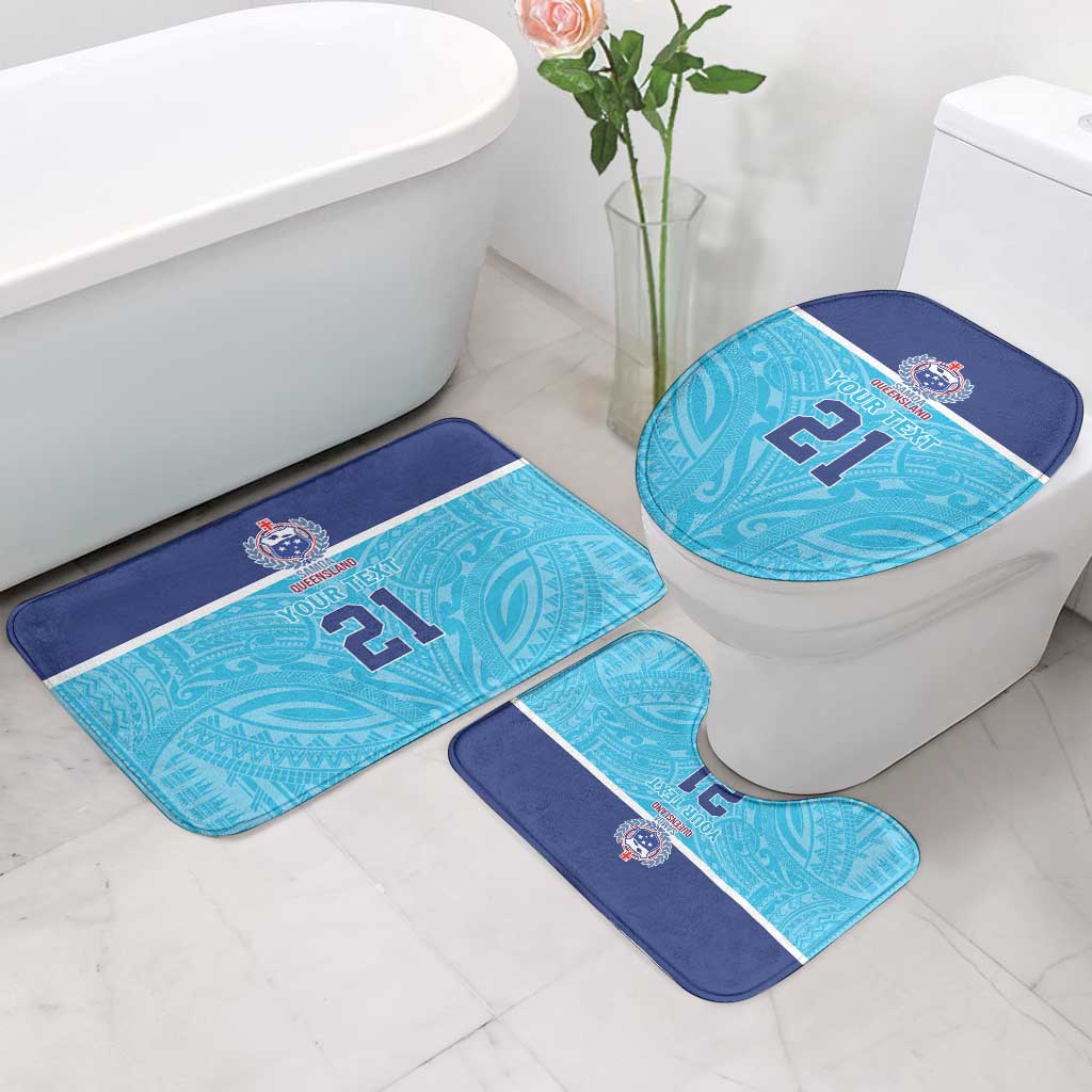 Queensland Samoa Custom Bathroom Set Blue Pacific Polynesian Tribal Pattern LT9 - Polynesian Pride