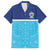 Queensland Samoa Custom Family Matching Off The Shoulder Long Sleeve Dress and Hawaiian Shirt Blue Pacific Polynesian Tribal Pattern