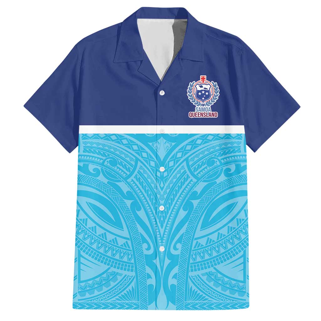 Queensland Samoa Custom Hawaiian Shirt Blue Pacific Polynesian Tribal Pattern