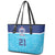 Queensland Samoa Custom Leather Tote Bag Blue Pacific Polynesian Tribal Pattern