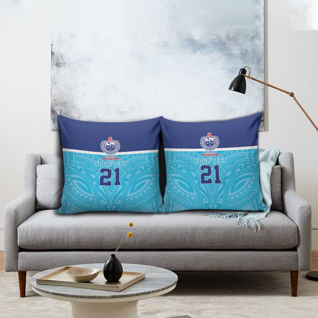 Queensland Samoa Custom Pillow Cover Blue Pacific Polynesian Tribal Pattern - Polynesian Pride