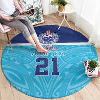 Queensland Samoa Custom Round Carpet Blue Pacific Polynesian Tribal Pattern
