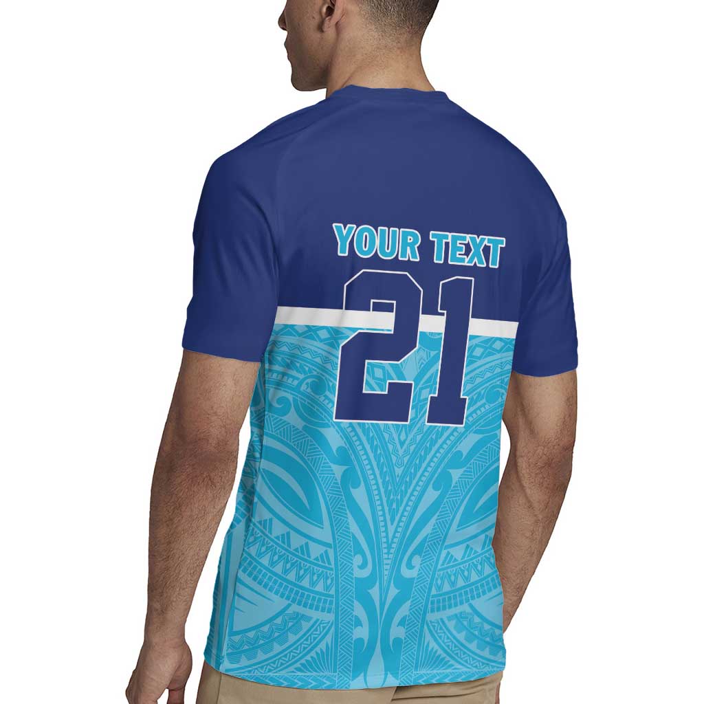 Queensland Samoa Custom Rugby Jersey Blue Pacific Polynesian Tribal Pattern