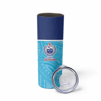 Queensland Samoa Custom Skinny Tumbler Blue Pacific Polynesian Tribal Pattern