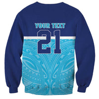 Queensland Samoa Custom Sweatshirt Blue Pacific Polynesian Tribal Pattern