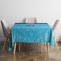 Queensland Samoa Custom Tablecloth Blue Pacific Polynesian Tribal Pattern