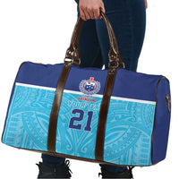 Queensland Samoa Custom Travel Bag Blue Pacific Polynesian Tribal Pattern - Polynesian Pride